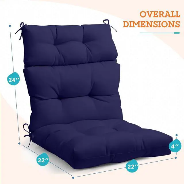 Alt view image 3 of 7 - Tufted Outdoor/Indoor High Back Patio Chair Cushions, 2 Pack, 46'' x 22'', Dark Blue