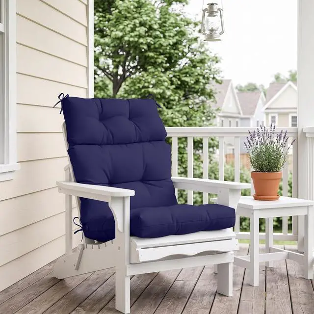 Alt view image 7 of 7 - Tufted Outdoor/Indoor High Back Patio Chair Cushions, 2 Pack, 46'' x 22'', Dark Blue