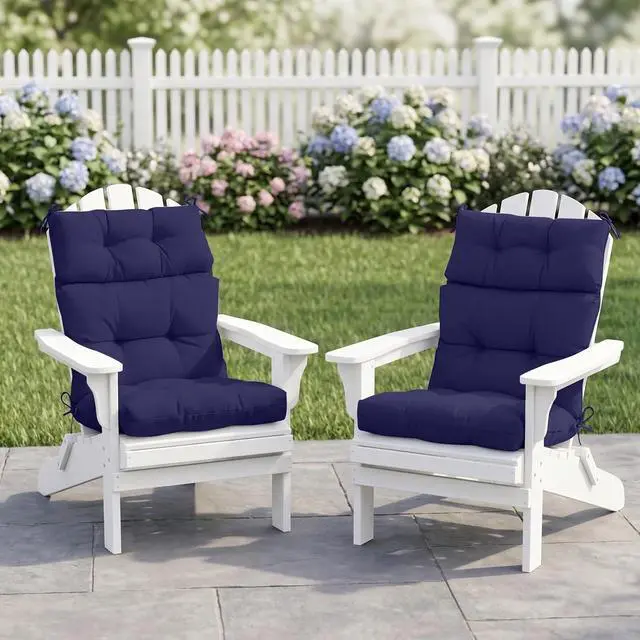 Alt view image 5 of 7 - Tufted Outdoor/Indoor High Back Patio Chair Cushions, 2 Pack, 46'' x 22'', Dark Blue