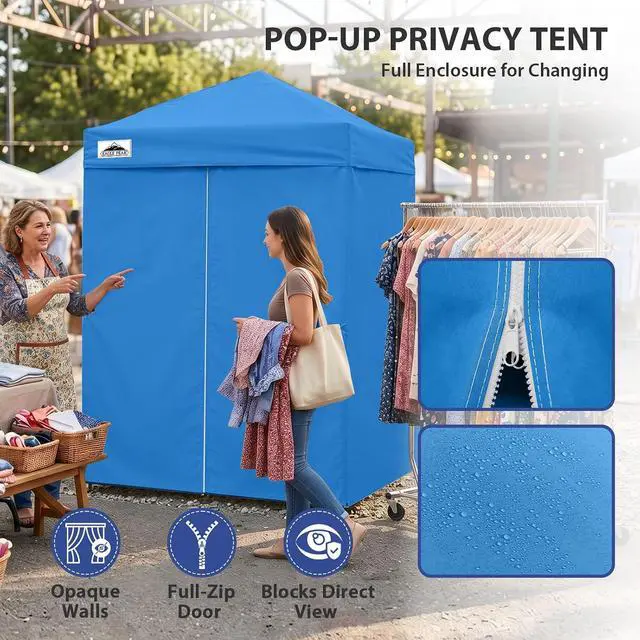 Alt view image 2 of 7 - 5x5 Pop Up Changing Tent, Outdoor Changing Room, Light Blue | Portable, Privacy Tent, Pool Cabana, Dressing Room, Shower & Toilet Use, Opaque Fabric, Instant Setup, Photoshoots, Camping