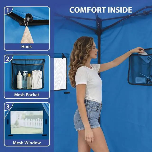 Alt view image 6 of 7 - 5x5 Pop Up Changing Tent, Outdoor Changing Room, Light Blue | Portable, Privacy Tent, Pool Cabana, Dressing Room, Shower & Toilet Use, Opaque Fabric, Instant Setup, Photoshoots, Camping