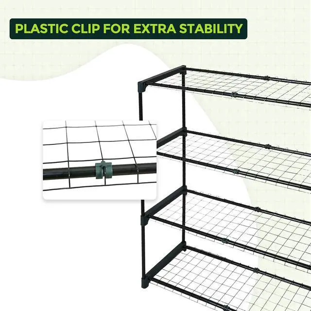 Alt view image 4 of 7 - Greenhouse Shelving Staging Double 4 Tier, Outdoor/Indoor Plant Shelves, 35"x12"x42", Green