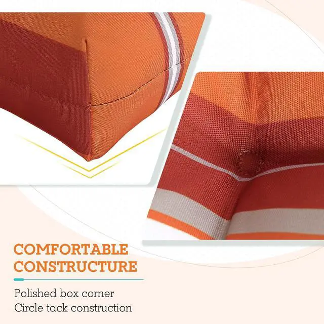 Alt view image 3 of 7 - Tufted Outdoor/Indoor High Back Patio Chair Cushions, 2 Pack, 46'' x 22'', Red Stripes