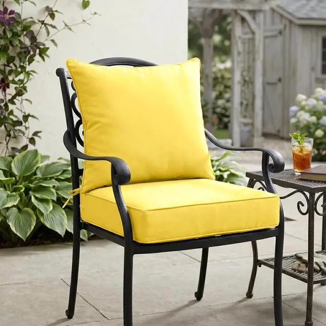 Alt view image 7 of 7 - Outdoor Deep Seat Patio Seat Cushion Set, 25 x 25 x 5 inch, 2-Piece Back Chair Cushion, 1 Pack, Yellow