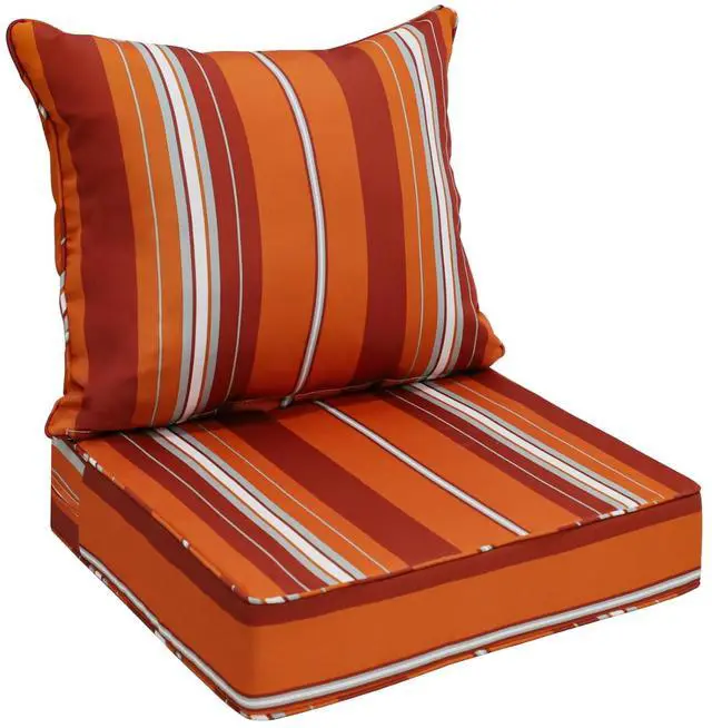 Main image of Outdoor Deep Seat Patio Seat Cushion Set, 25 x 25 x 5 inch, 2-Piece Back Chair Cushion, 1 Pack, Red Stripe
