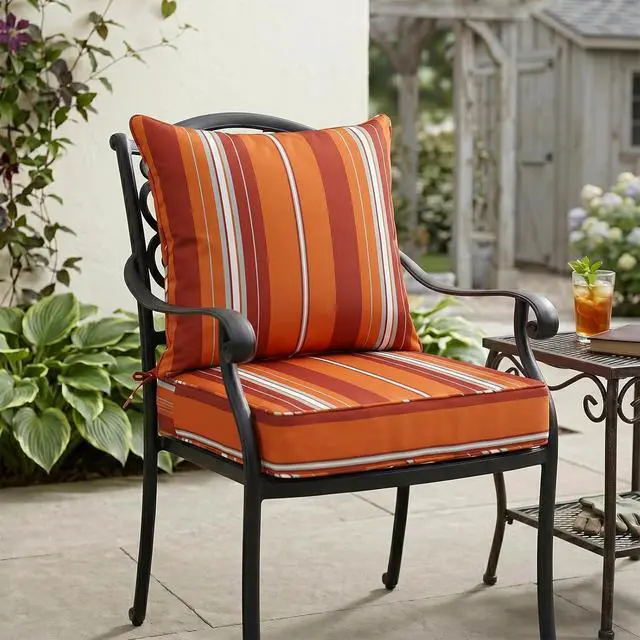 Alt view image 7 of 7 - Outdoor Deep Seat Patio Seat Cushion Set, 25 x 25 x 5 inch, 2-Piece Back Chair Cushion, 1 Pack, Red Stripe