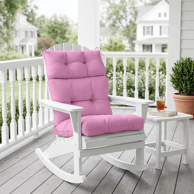 Alt view image 5 of 7 - Tufted Outdoor/Indoor High Back Patio Chair Cushion, 1 Pack, 46'' x 22'', Pink