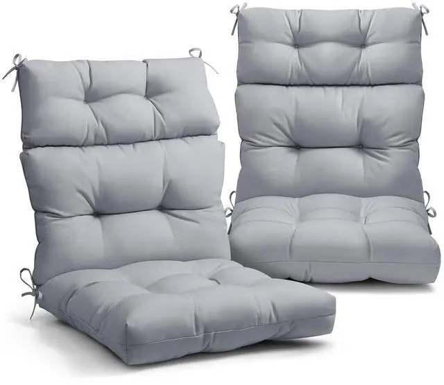 Main image of Tufted Outdoor/Indoor High Back Patio Chair Cushions, 2 Pack, 46'' x 22'', Light Gray