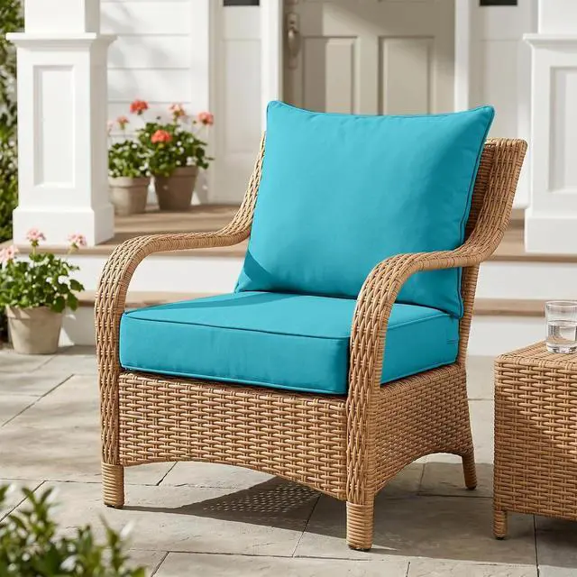 Alt view image 5 of 7 - Outdoor Deep Seat Patio Seat Cushion Set, 25 x 25 x 5 inch, 2-Piece Back Chair Cushion, 1 Pack, Blue