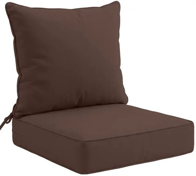 Main image of Outdoor Deep Seat Patio Seat Cushion Set, 24 x 24 x 5 inch, 2-Piece Back Chair Cushion, 1 Pack, Brown