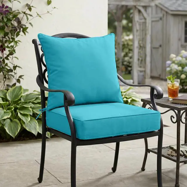 Alt view image 7 of 7 - Outdoor Deep Seat Patio Seat Cushion Set, 25 x 25 x 5 inch, 2-Piece Back Chair Cushion, 1 Pack, Blue
