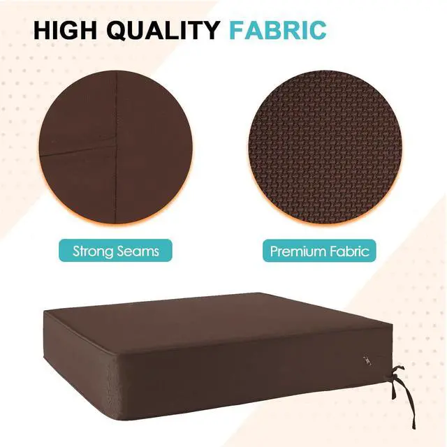 Alt view image 2 of 7 - Outdoor Deep Seat Patio Seat Cushion Set, 24 x 24 x 5 inch, 2-Piece Back Chair Cushion, 1 Pack, Brown