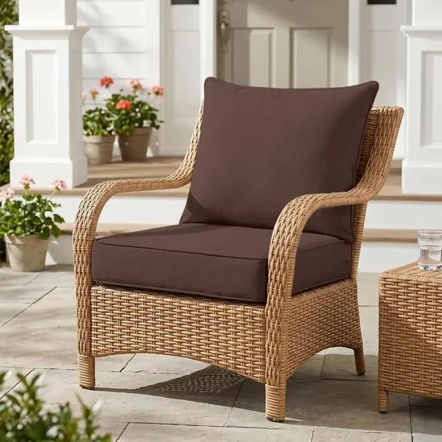 Alt view image 5 of 7 - Outdoor Deep Seat Patio Seat Cushion Set, 24 x 24 x 5 inch, 2-Piece Back Chair Cushion, 1 Pack, Brown