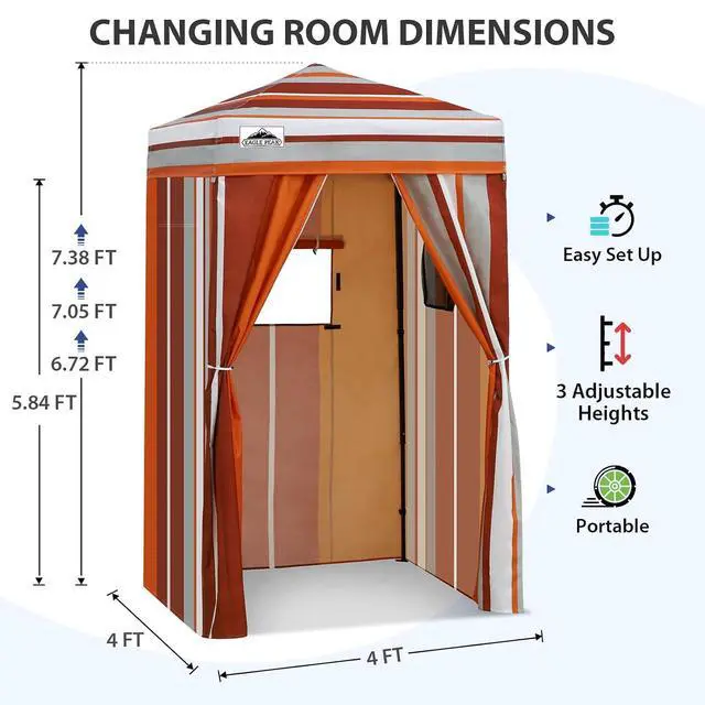 Alt view image 3 of 7 - 4x4 Pop Up Changing Tent, Outdoor Changing Room, Red Stripe | Portable, Privacy Tent, Pool Cabana, Dressing Room, Shower & Toilet Use, Opaque Fabric, Instant Setup, Photoshoots, Camping