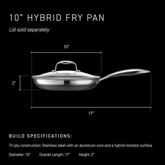Alt view image 3 of 7 - 10 Inch Hybrid Nonstick Frying Pan, Stay-Cool Handle, Dishwasher and Oven Safe, Induction Ready, Compatible with All Cooktops