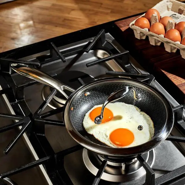 Alt view image 7 of 7 - HexClad 8 Inch Hybrid Nonstick Frying Pan with Lid, Stay-Cool Handle, Dishwasher and Oven Safe, Induction Ready, Frying Pan Skillet Compatible with All Cooktops