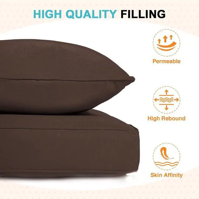 Alt view image 6 of 7 - Outdoor Deep Seat Patio Seat Cushion Set, 24 x 24 x 5 inch, 2-Piece Back Chair Cushion, 1 Pack, Brown