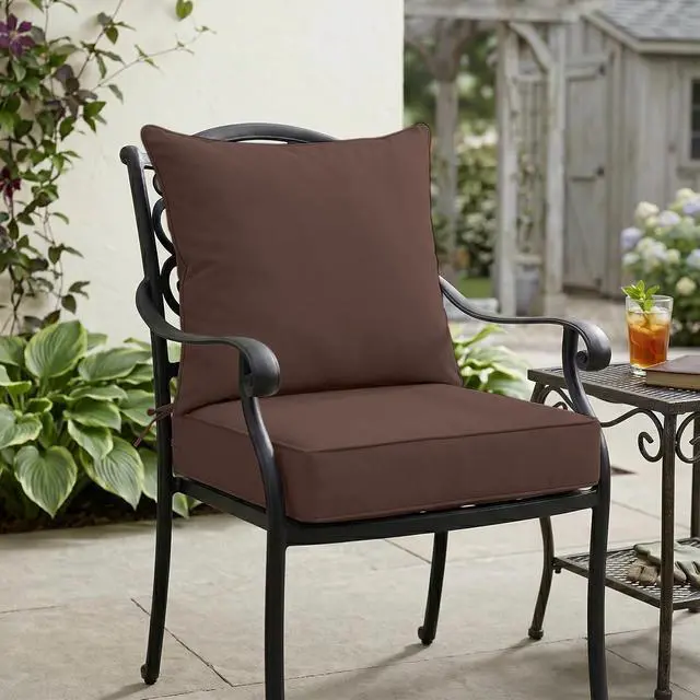 Alt view image 7 of 7 - Outdoor Deep Seat Patio Seat Cushion Set, 24 x 24 x 5 inch, 2-Piece Back Chair Cushion, 1 Pack, Brown