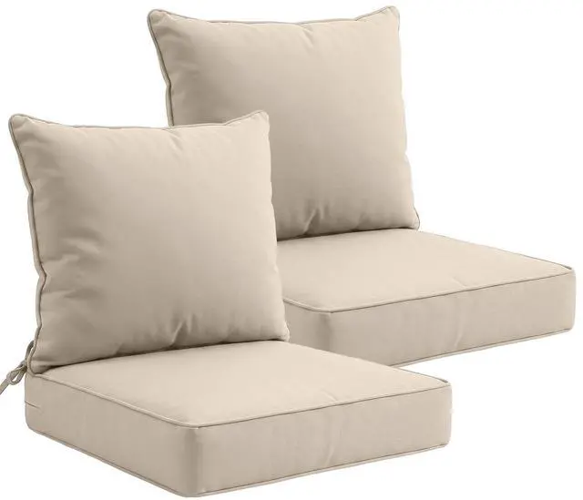 Main image of Outdoor Deep Seat Patio Seat Cushion Set, 24 x 24 x 5 inch, 2-Piece Back Chair Cushion, 2 Pack, Beige