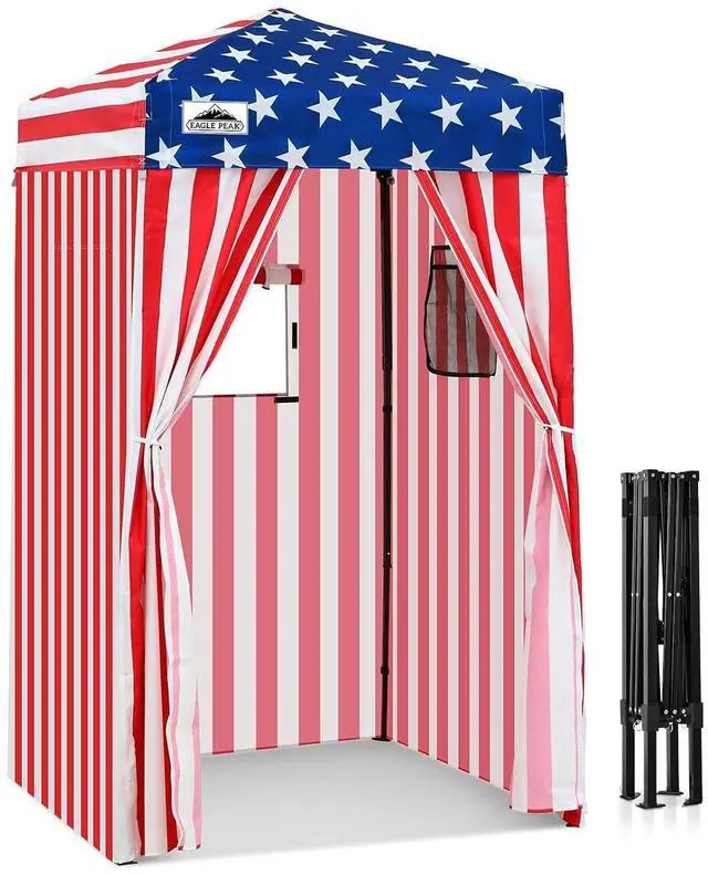 Main image of 4x4 Pop Up Changing Tent, Outdoor Changing Room, American Flag | Portable, Privacy Tent, Pool Cabana, Dressing Room, Shower & Toilet Use, Opaque Fabric, Instant Setup, Photoshoots, Camping