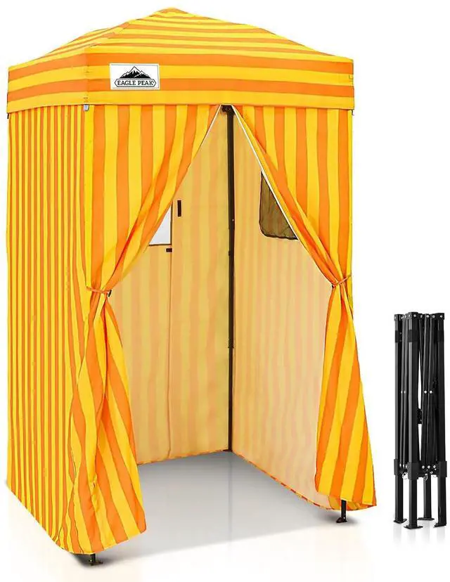 Main image of 4x4 Pop Up Changing Tent, Outdoor Changing Room, Yellow/Orange | Portable, Privacy Tent, Pool Cabana, Dressing Room, Shower & Toilet Use, Opaque Fabric, Instant Setup, Photoshoots, Camping