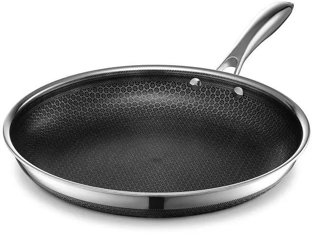 Main image of HexClad 12 Inch Hybrid Nonstick Frying Pan, Stay-Cool Handle, Dishwasher and Oven Safe, Induction Ready, Compatible with All Cooktops