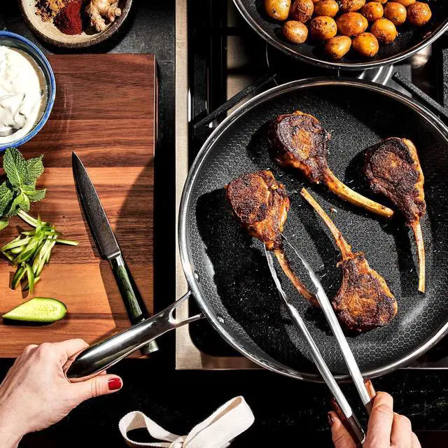 Alt view image 2 of 7 - HexClad 12 Inch Hybrid Nonstick Frying Pan, Stay-Cool Handle, Dishwasher and Oven Safe, Induction Ready, Compatible with All Cooktops