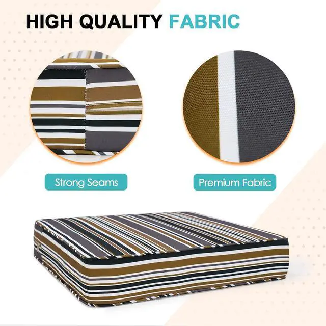 Alt view image 2 of 7 - Outdoor Deep Seat Patio Seat Cushion Set, 24 x 24 x 5 inch, 2-Piece Back Chair Cushion, 1 Pack, Brown Stripe