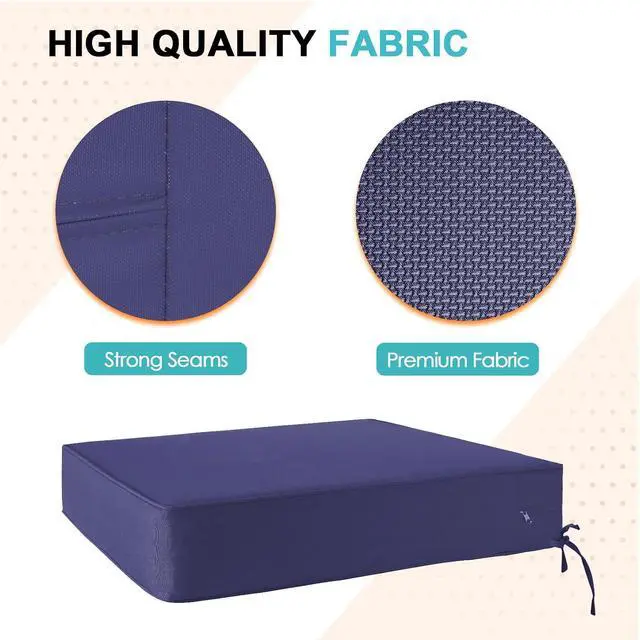 Alt view image 2 of 7 - Outdoor Deep Seat Patio Seat Cushion Set, 24 x 24 x 5 inch, 2-Piece Back Chair Cushion, 1 Pack, Navy Blue