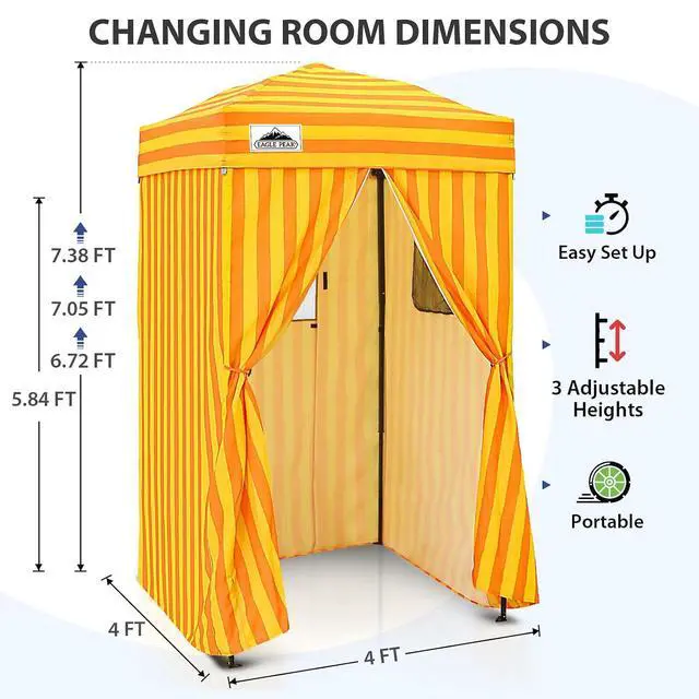 Alt view image 4 of 7 - 4x4 Pop Up Changing Tent, Outdoor Changing Room, Yellow/Orange | Portable, Privacy Tent, Pool Cabana, Dressing Room, Shower & Toilet Use, Opaque Fabric, Instant Setup, Photoshoots, Camping