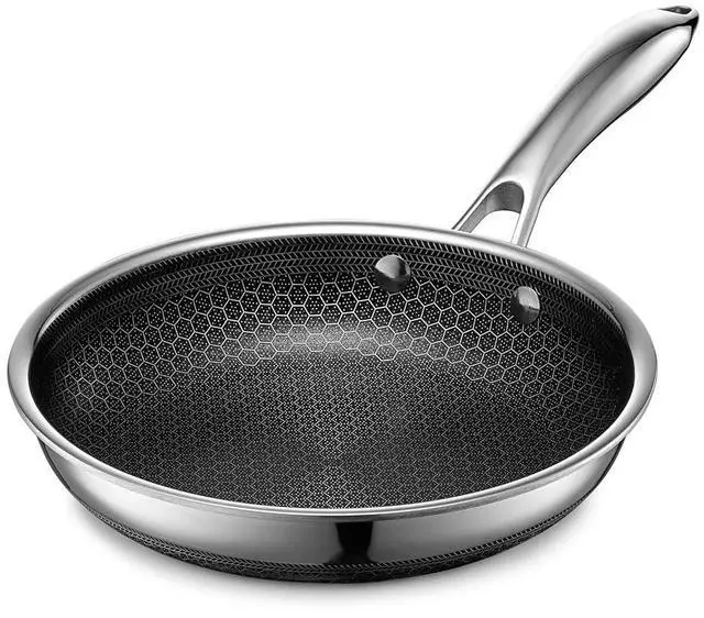 Main image of HexClad 8 Inch Hybrid Nonstick Frying Pan, Stay-Cool Handle, Dishwasher and Oven Safe, Induction Ready, Compatible with All Cooktops