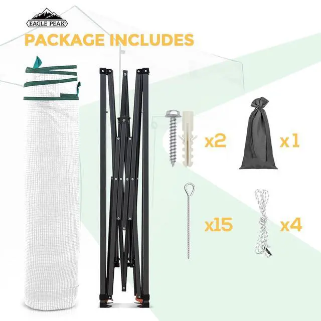 Alt view image 7 of 7 - 9x4 Portable Walk in Greenhouse, Pop Up Indoor Outdoor Greenhouse, Green House Kit with Zippered Roll-Up Doors and Windows, Lean-to Design, PE Cover, Clear/White