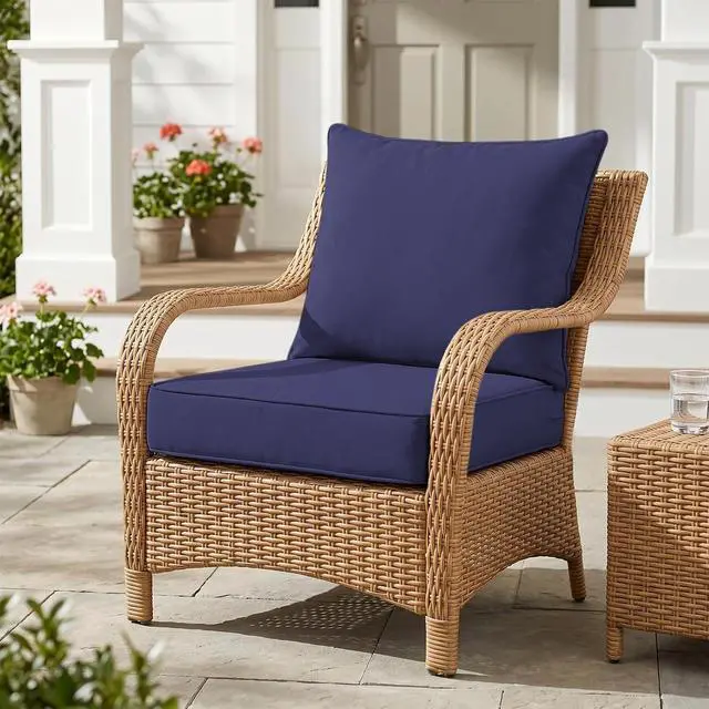 Alt view image 5 of 7 - Outdoor Deep Seat Patio Seat Cushion Set, 24 x 24 x 5 inch, 2-Piece Back Chair Cushion, 1 Pack, Navy Blue