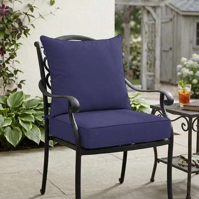 Alt view image 7 of 7 - Outdoor Deep Seat Patio Seat Cushion Set, 24 x 24 x 5 inch, 2-Piece Back Chair Cushion, 1 Pack, Navy Blue