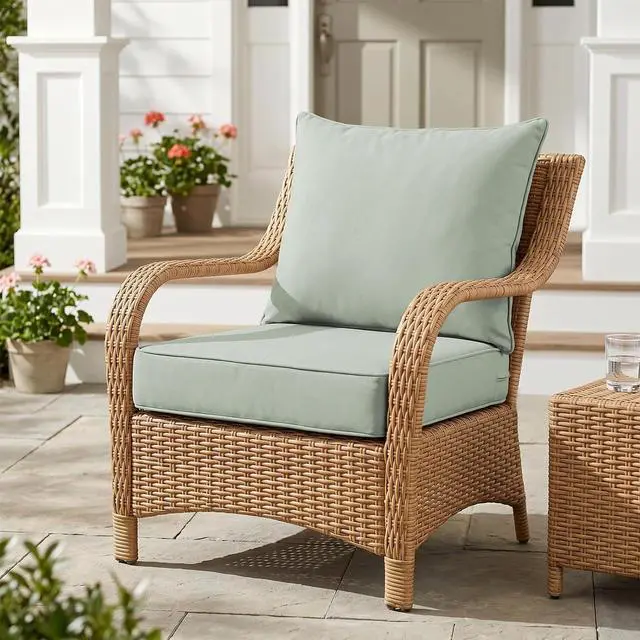 Alt view image 5 of 7 - Outdoor Deep Seat Patio Seat Cushion Set, 24 x 24 x 5 inch, 2-Piece Back Chair Cushion, 1 Pack, Sage Green