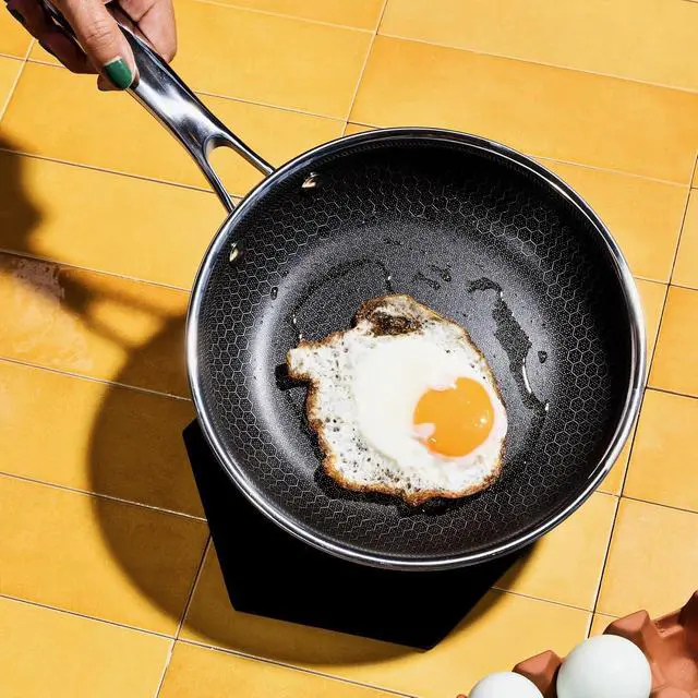 Alt view image 3 of 6 - HexClad 7 Inch Hybrid Nonstick Frying Pan, Stay-Cool Handle, Dishwasher and Oven Safe, Induction Ready, Compatible with All Cooktops