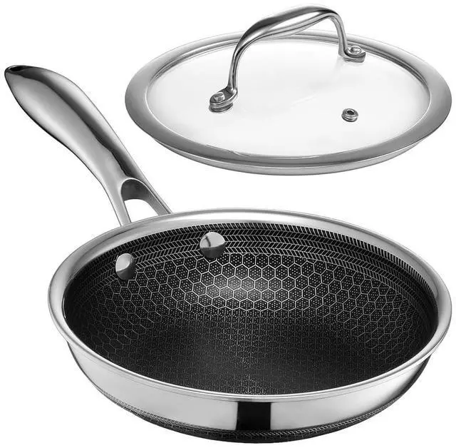 Main image of 7 Inch Hybrid Nonstick Frying Pan with Lid, Stay-Cool Handle, Dishwasher and Oven Safe, Induction Ready, Frying Pan Skillet Compatible with All Cooktops