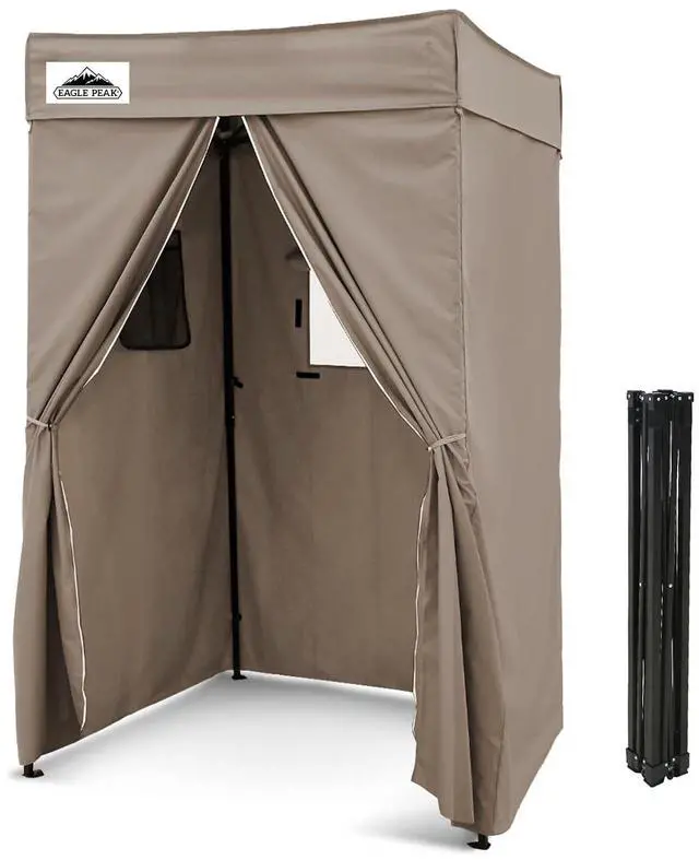 Main image of 4x4 Pop Up Changing Tent, Flat Top Changing Room, Brown | Portable, Privacy Tent, Pool Cabana, Dressing Room, Shower & Toilet Use, Opaque Fabric, Instant Setup, Photoshoots, Camping