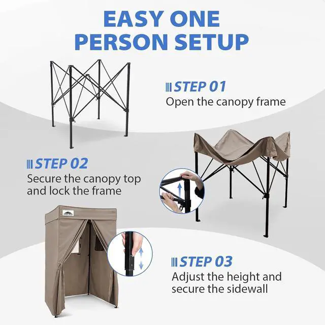 Alt view image 7 of 7 - 4x4 Pop Up Changing Tent, Flat Top Changing Room, Brown | Portable, Privacy Tent, Pool Cabana, Dressing Room, Shower & Toilet Use, Opaque Fabric, Instant Setup, Photoshoots, Camping