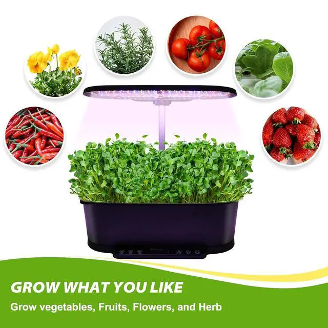 Alt view image 5 of 7 - 15 Pods Hydroponics Growing System with WiFi, 5.5 L Water Tank, Smart Indoor Plants Germination Kit with LED Grow Light, Pump System, Adjustable Height for Home Kitchen Gardening, Black