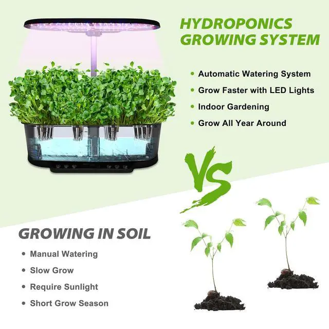 Alt view image 6 of 7 - 15 Pods Hydroponics Growing System with WiFi, 5.5 L Water Tank, Smart Indoor Plants Germination Kit with LED Grow Light, Pump System, Adjustable Height for Home Kitchen Gardening, Black