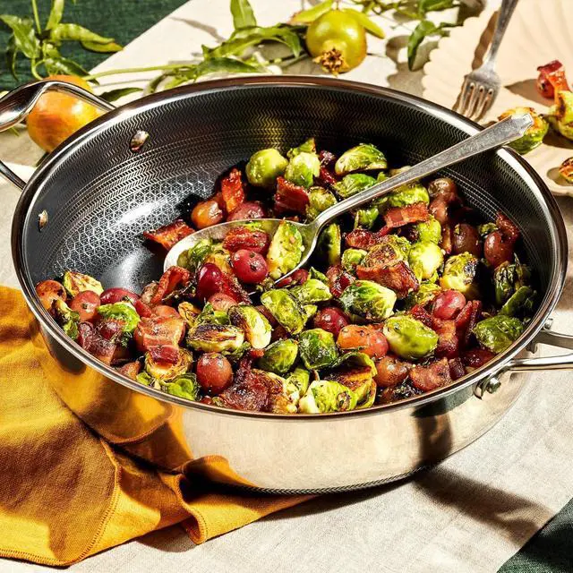 Alt view image 2 of 7 - HexClad 4.5 Quart Hybrid Nonstick Deep Sauté Frying Pan with Lid, Dishwasher and Oven-Safe, Induction Ready, Compatible with All Cooktops