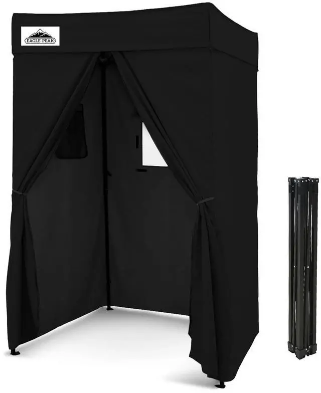 Main image of 4x4 Pop Up Changing Tent, Flat Top Changing Room, Black | Portable, Privacy Tent, Pool Cabana, Dressing Room, Shower & Toilet Use, Opaque Fabric, Instant Setup, Photoshoots, Camping
