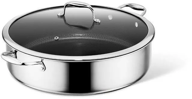 Main image of Hybrid Nonstick 10-Quart Deep Sauté Pan with Tempered Glass Lid, Stay-Cool Handle, Dishwasher-Friendly, Oven-Safe Up to 900°F, Induction Ready, Compatible with All Cooktops