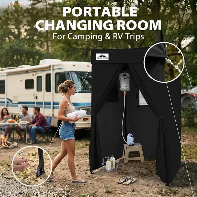 Alt view image 5 of 7 - 4x4 Pop Up Changing Tent, Flat Top Changing Room, Black | Portable, Privacy Tent, Pool Cabana, Dressing Room, Shower & Toilet Use, Opaque Fabric, Instant Setup, Photoshoots, Camping