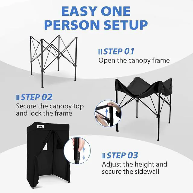 Alt view image 6 of 7 - 4x4 Pop Up Changing Tent, Flat Top Changing Room, Black | Portable, Privacy Tent, Pool Cabana, Dressing Room, Shower & Toilet Use, Opaque Fabric, Instant Setup, Photoshoots, Camping
