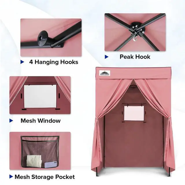 Alt view image 2 of 7 - 5x5 Pop Up Changing Tent, Flat Top Changing Room, Pink | Portable, Privacy Tent, Pool Cabana, Dressing Room, Shower & Toilet Use, Opaque Fabric, Instant Setup, Photoshoots, Camping