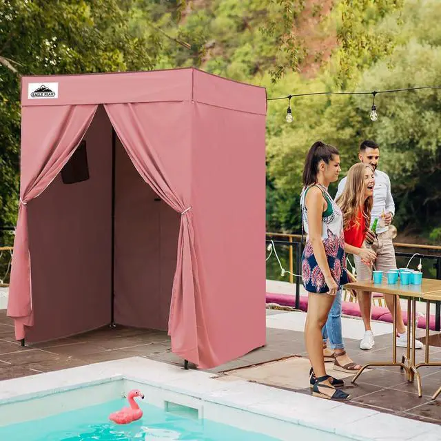 Alt view image 5 of 7 - 5x5 Pop Up Changing Tent, Flat Top Changing Room, Pink | Portable, Privacy Tent, Pool Cabana, Dressing Room, Shower & Toilet Use, Opaque Fabric, Instant Setup, Photoshoots, Camping