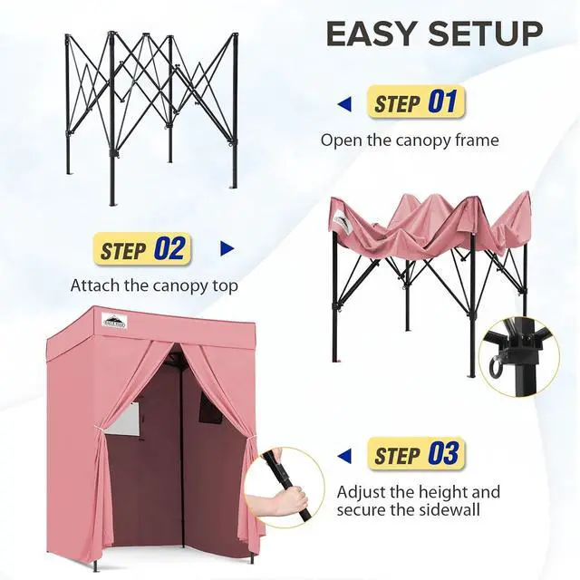 Alt view image 4 of 7 - 5x5 Pop Up Changing Tent, Flat Top Changing Room, Pink | Portable, Privacy Tent, Pool Cabana, Dressing Room, Shower & Toilet Use, Opaque Fabric, Instant Setup, Photoshoots, Camping