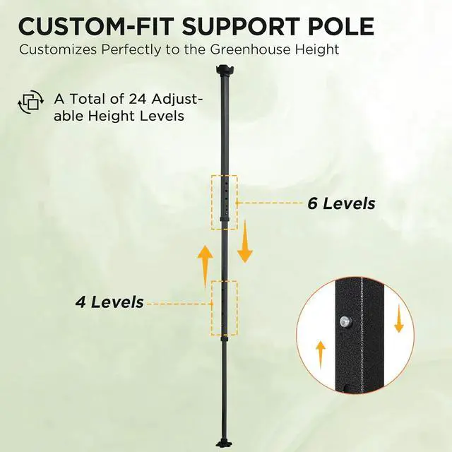 Alt view image 5 of 7 - Greenhouse Center Support Pole with Ground Stakes, Peak Reinforcement Bar for Frame Support & Weather Protection, Stabilization Pole for Pop-Up Greenhouses Compatible with Center Lock Hub